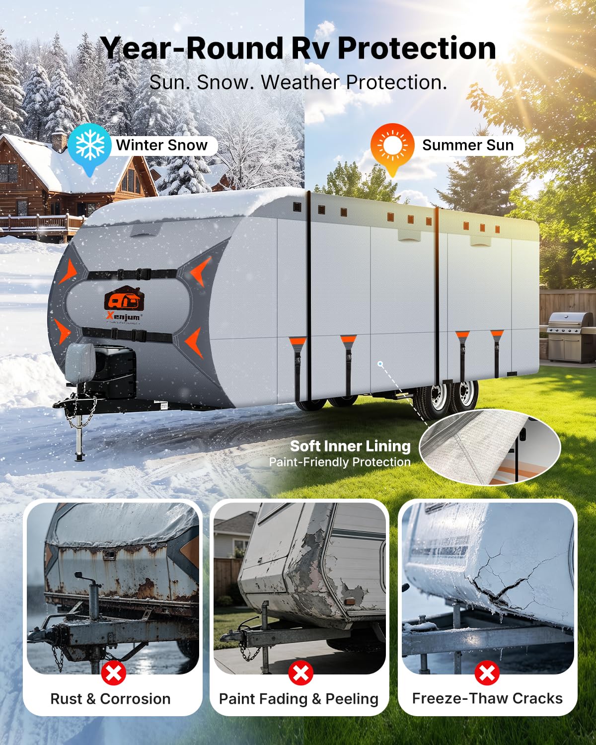 14-16FT Heavy Duty Rip-Stop RV Cover with Storage Bag S13660