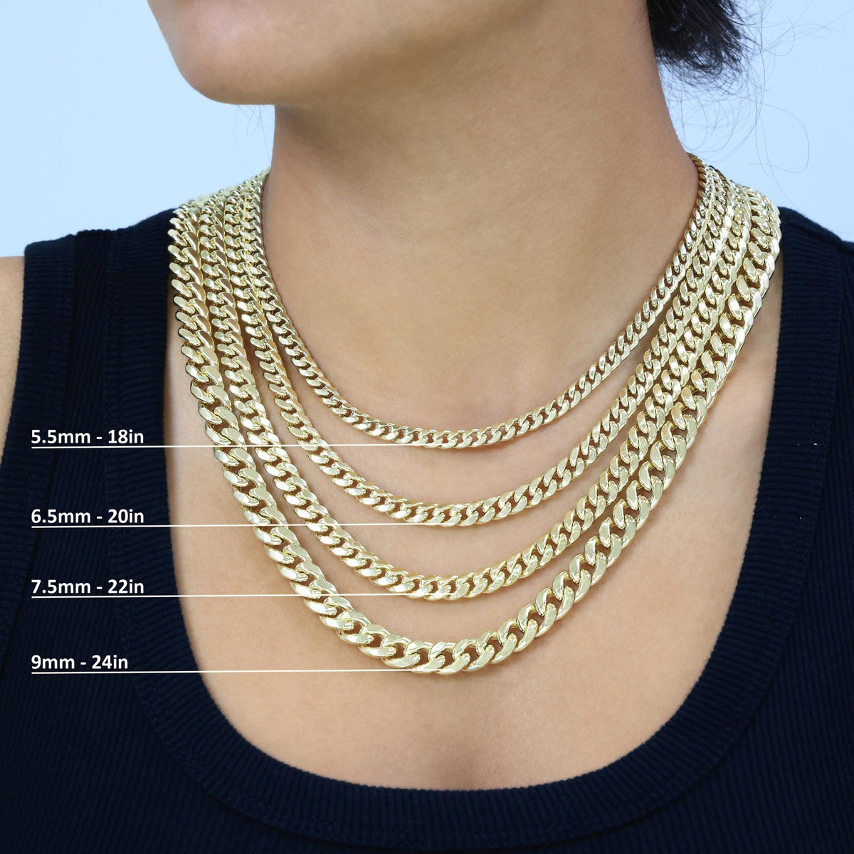 14K Yellow Gold Cuban Link Chain Necklace P748