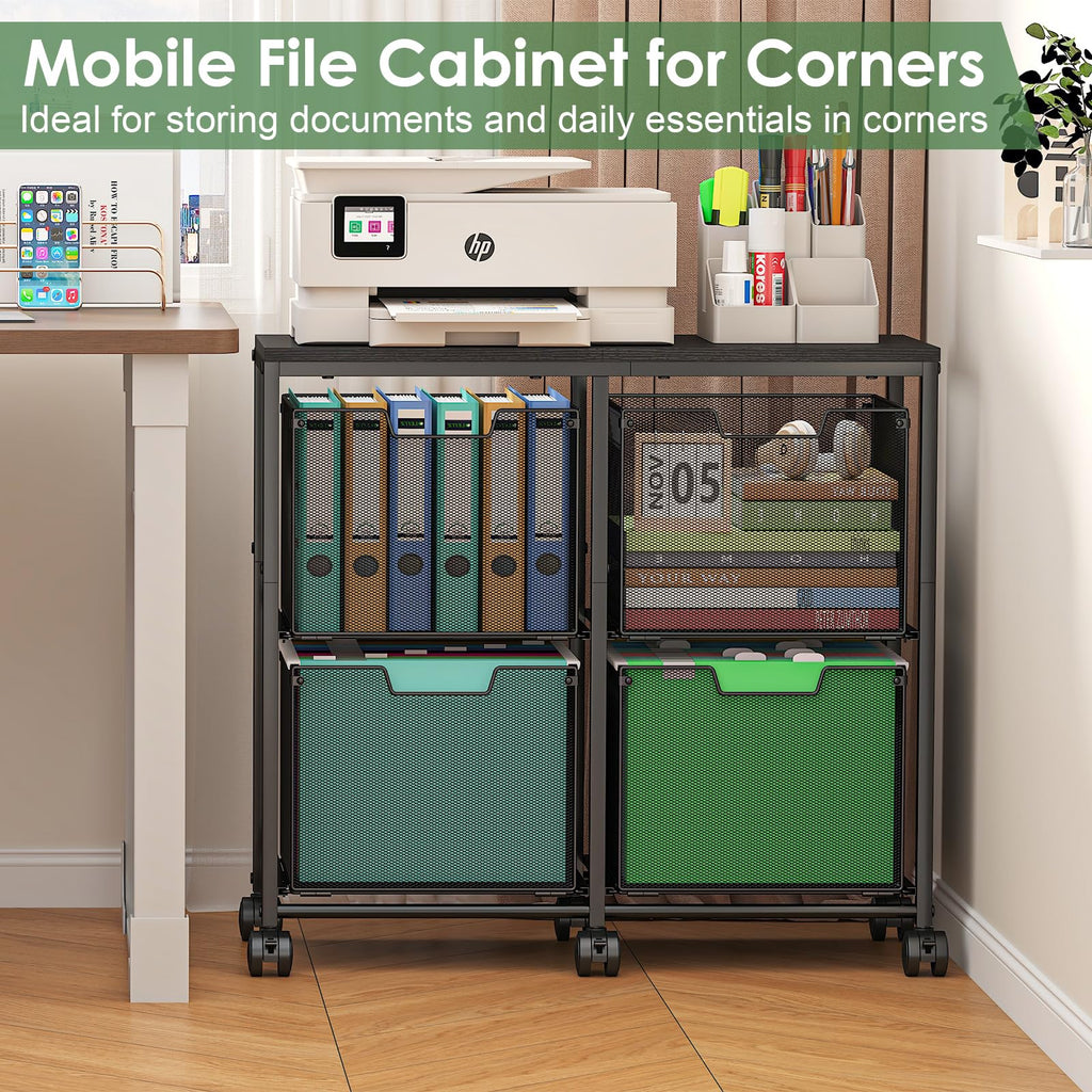 Black 4 Drawer Mobile File Cabinet P827968