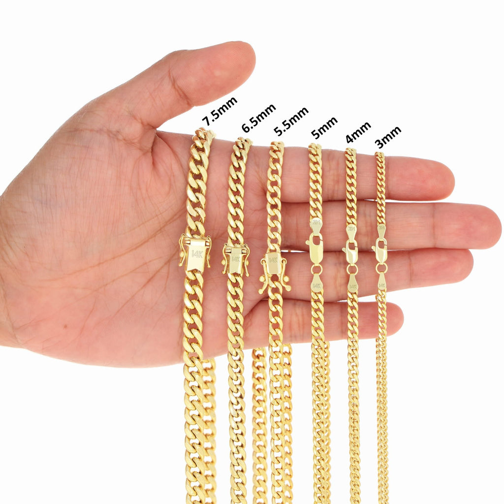 14K Yellow Gold Cuban Link Chain Necklace P748