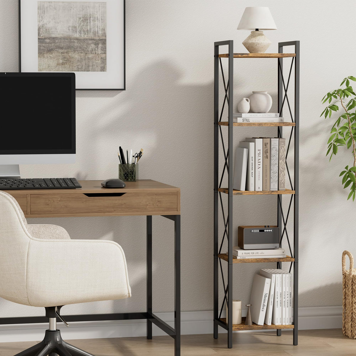 5 Tier Metal Bookshelf N1606