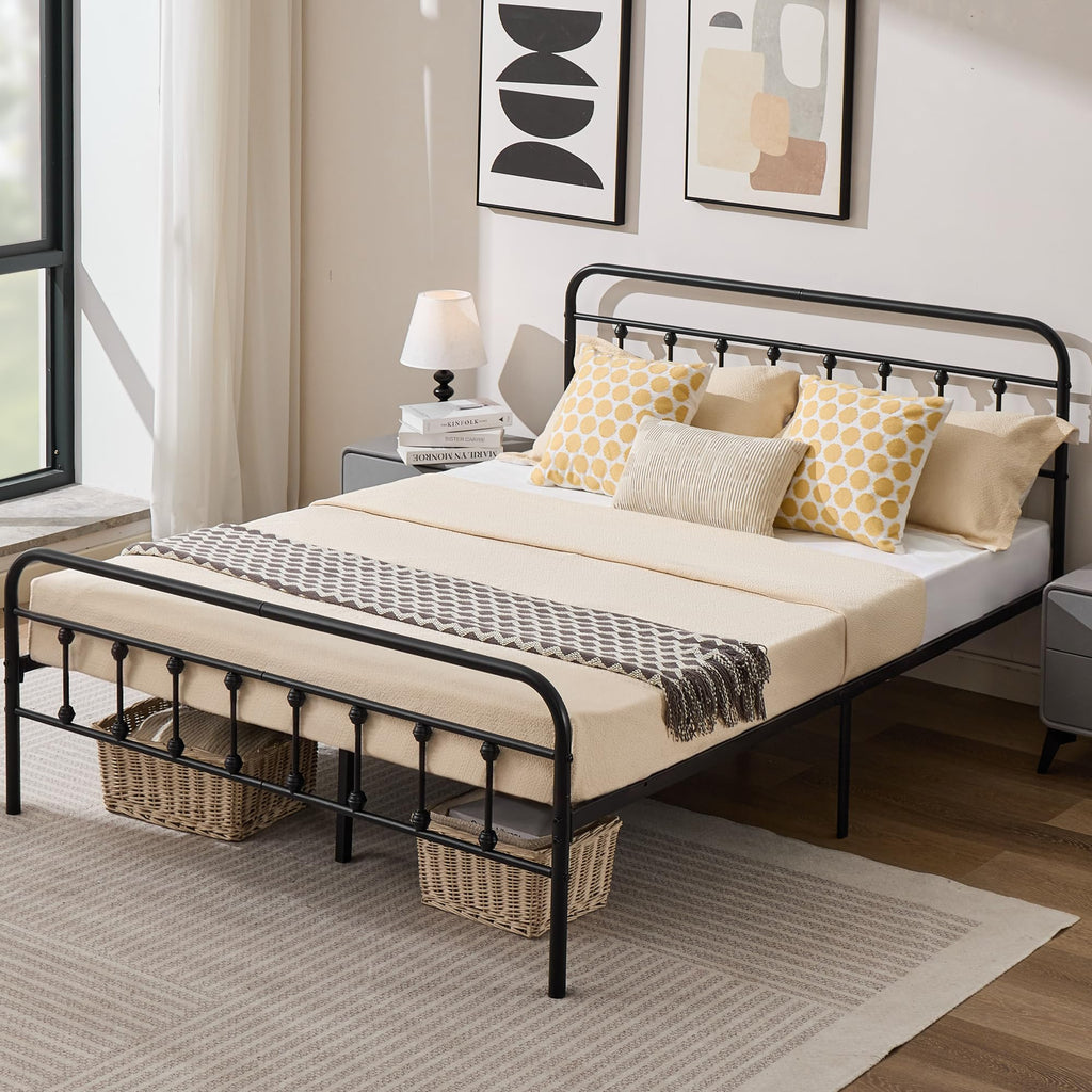 Full Metal Platform Bed Frame with Headboard and Footboard E7550