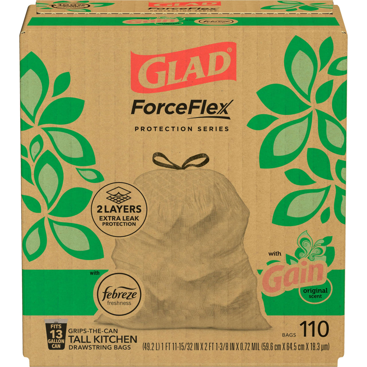 13 Gal Tall Trash Bags, 110 Ct F94401