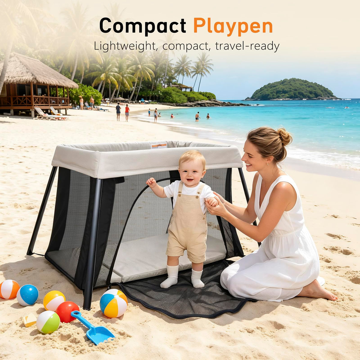 Beige Portable Travel Bassinet X713