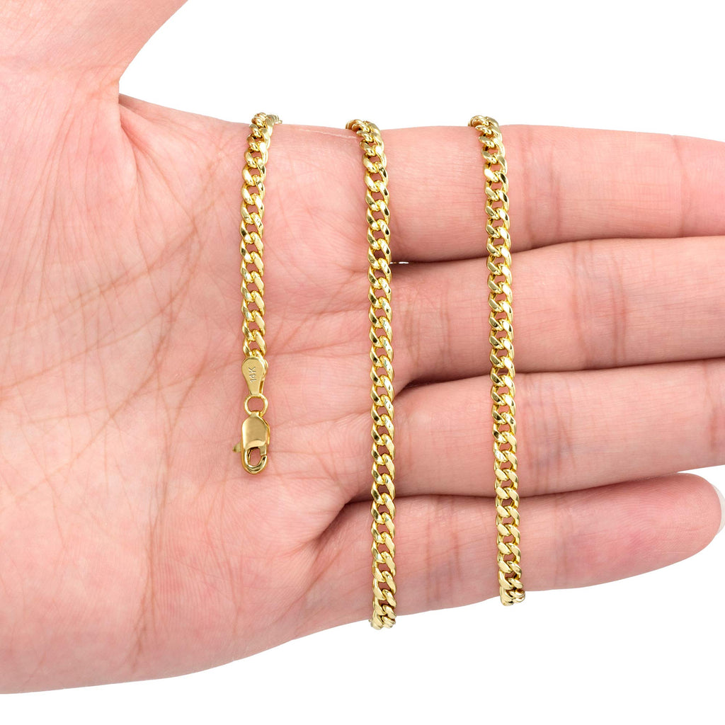 14K Yellow Gold Cuban Link Chain Necklace P748
