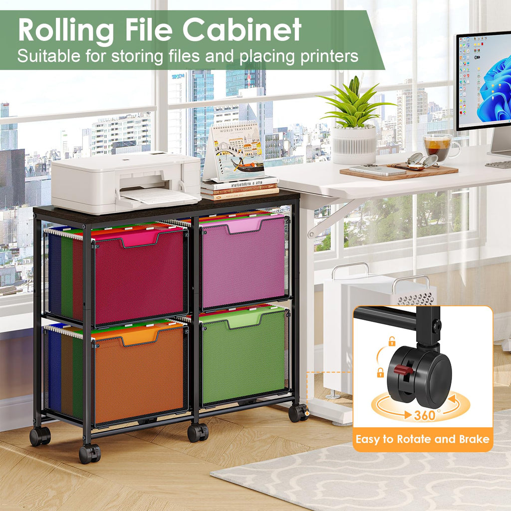 Black 4 Drawer Mobile File Cabinet P827968
