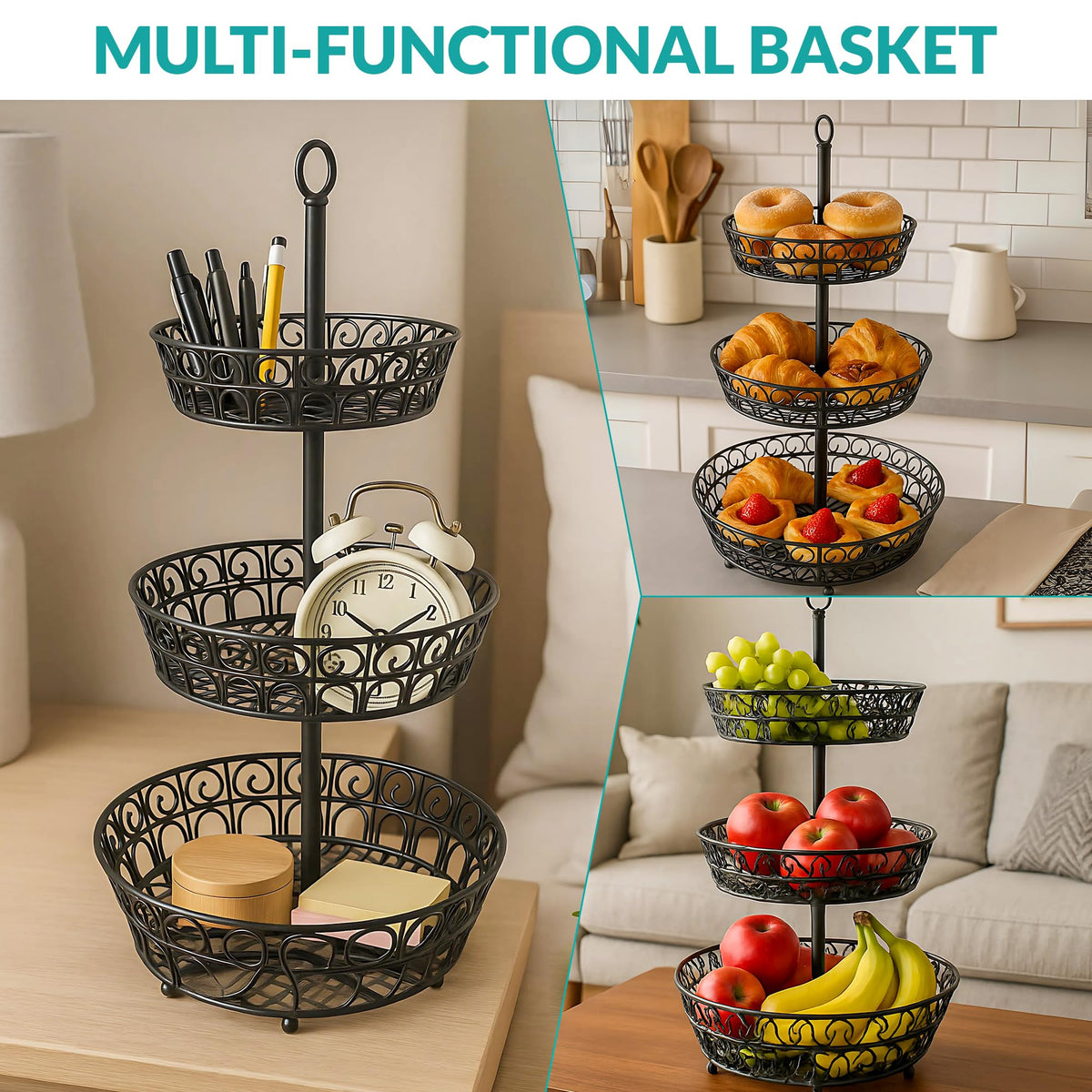 3-Tier Metal Fruit Basket U68133