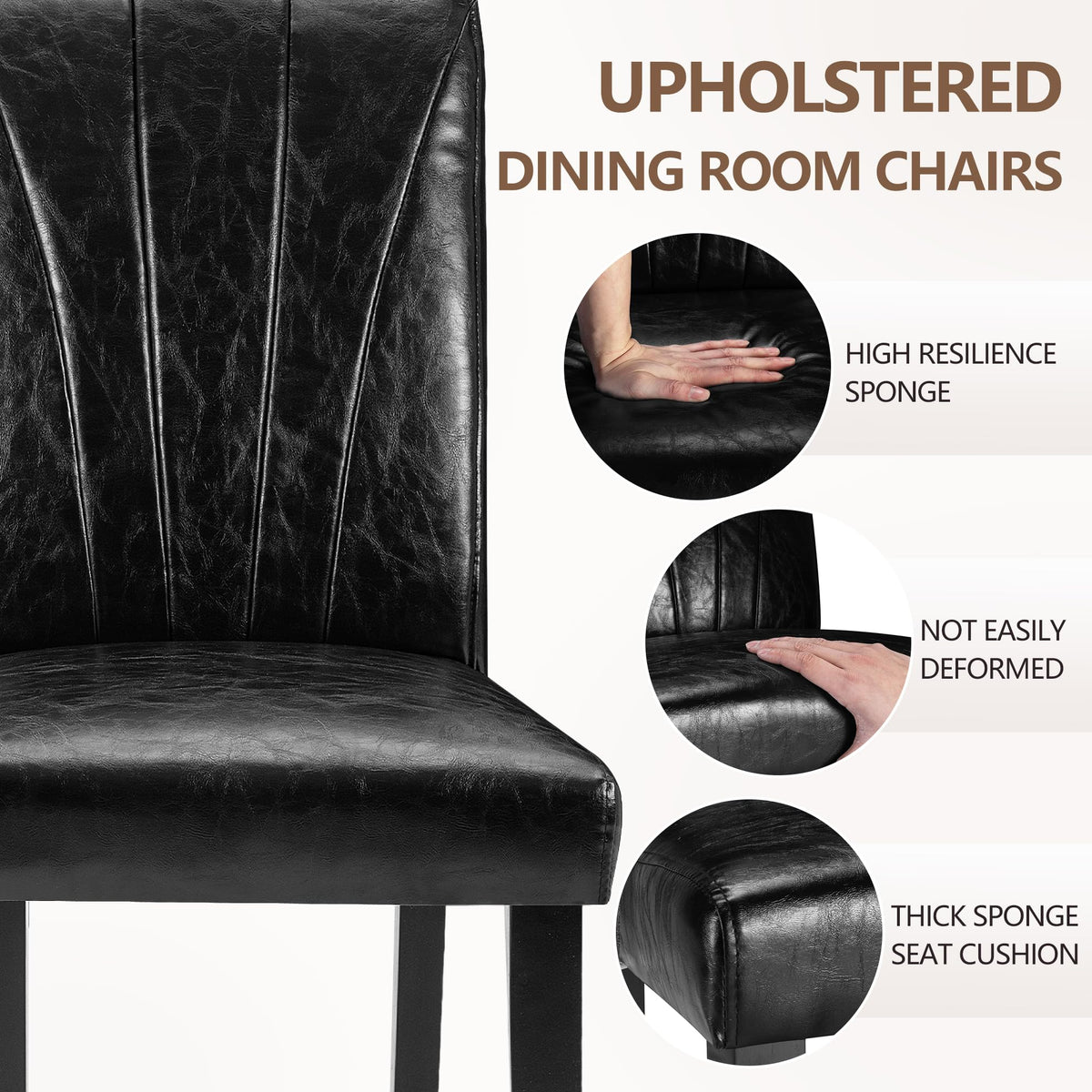 Black Upholstered Dining Chairs Set of 6 K6314