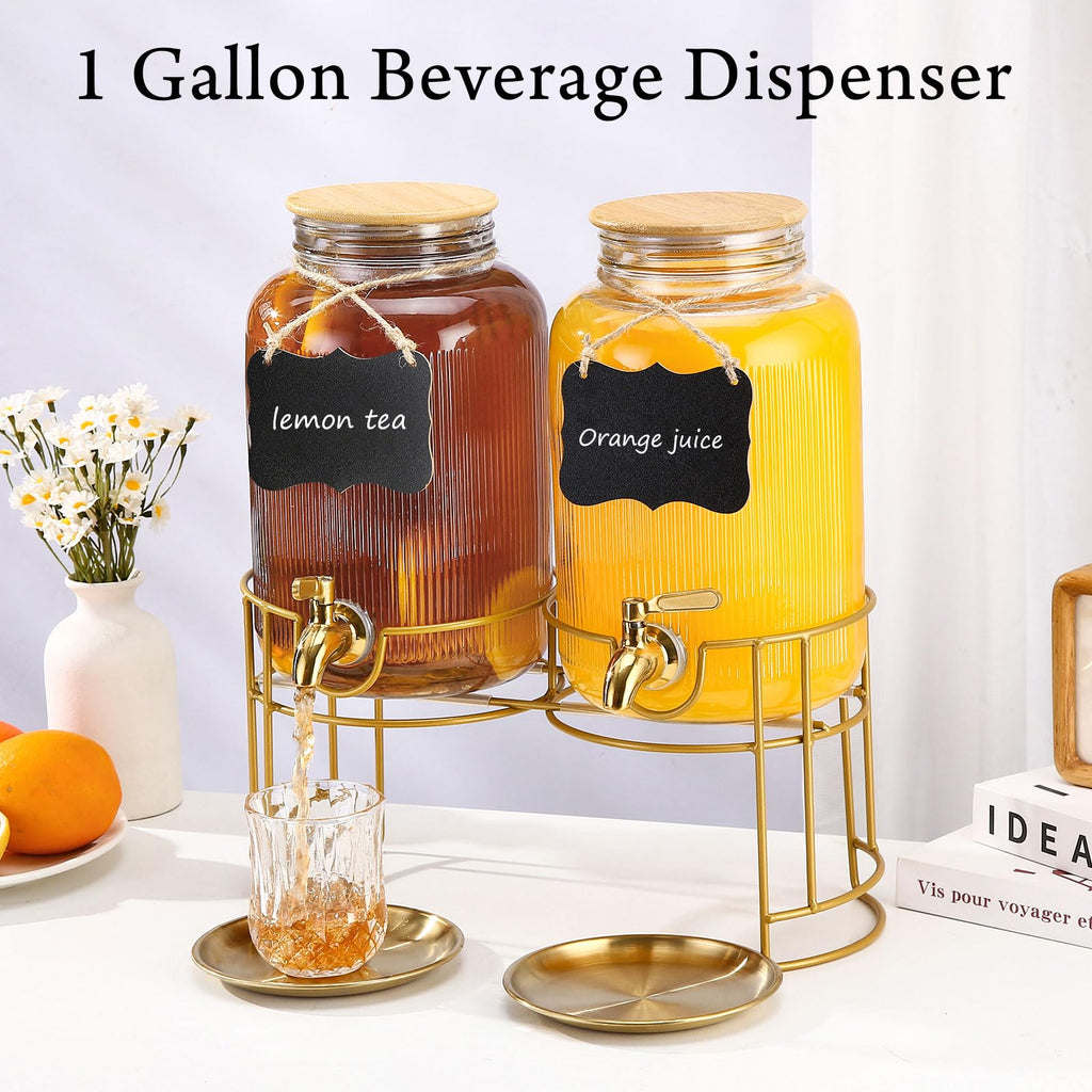 1 Gallon Stainless Steel Beverage Dispenser with Stand and Spigot C57721