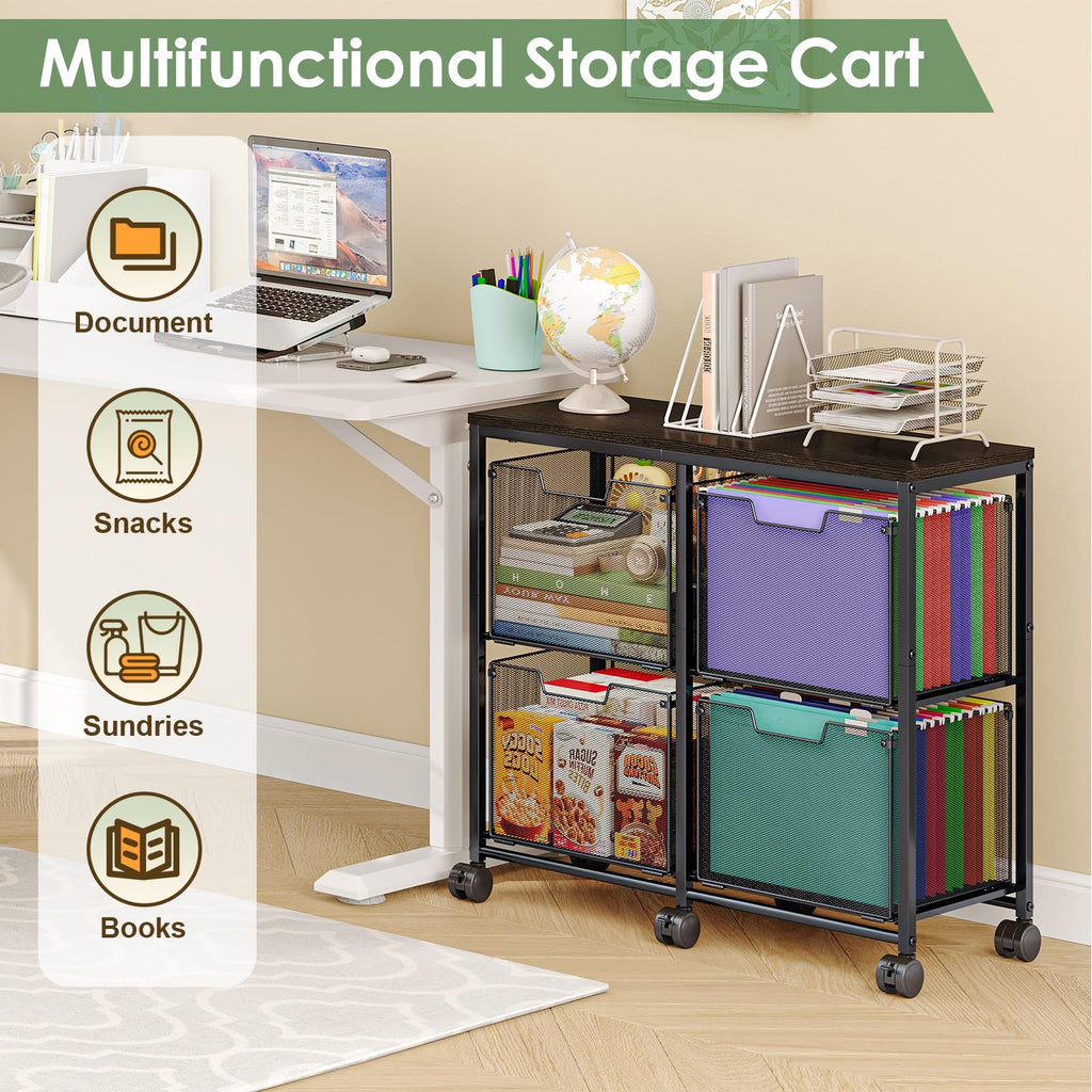 Black 4 Drawer Mobile File Cabinet P827968