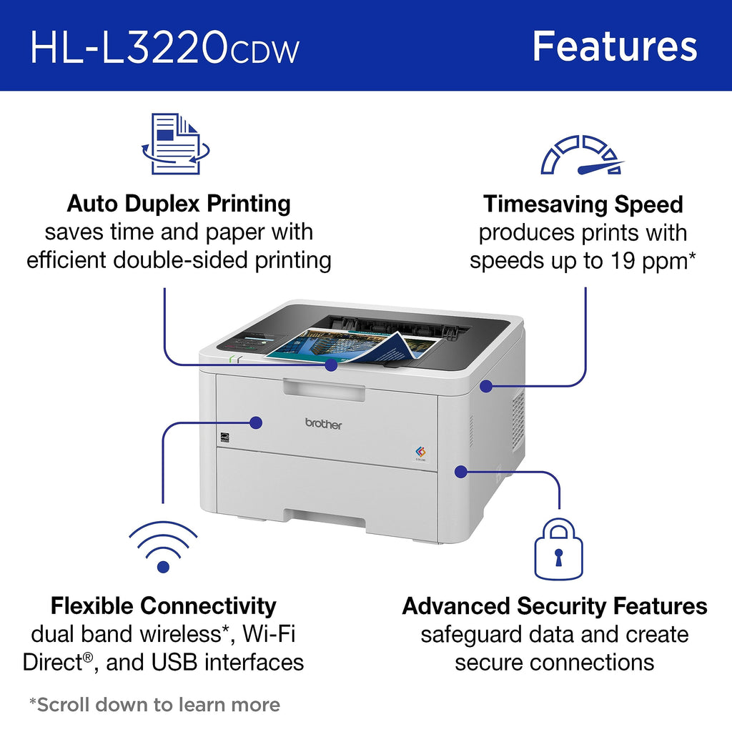 Color Laser Printer with Wireless Printing, Duplex, 250-Sheet Paper Tray V92898