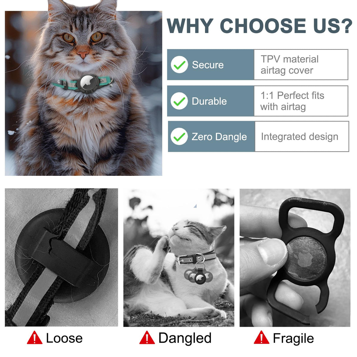 Reflective AirTag Cat Collar F409