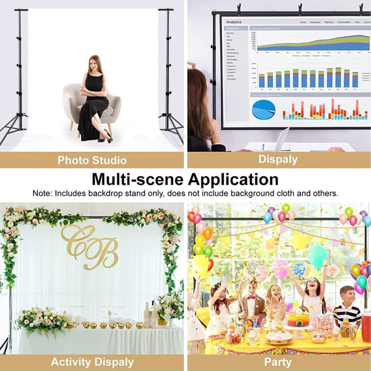 Adjustable Photo Backdrop Stand 9ft x 10ft with Carry Bag U66402