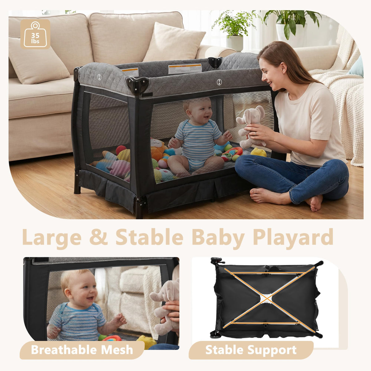 4 in 1 Black Baby Playard Q94860