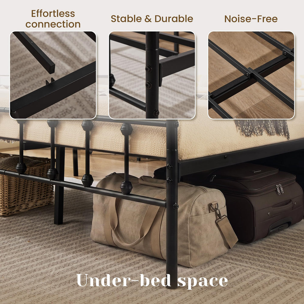 Full Metal Platform Bed Frame with Headboard and Footboard E7550