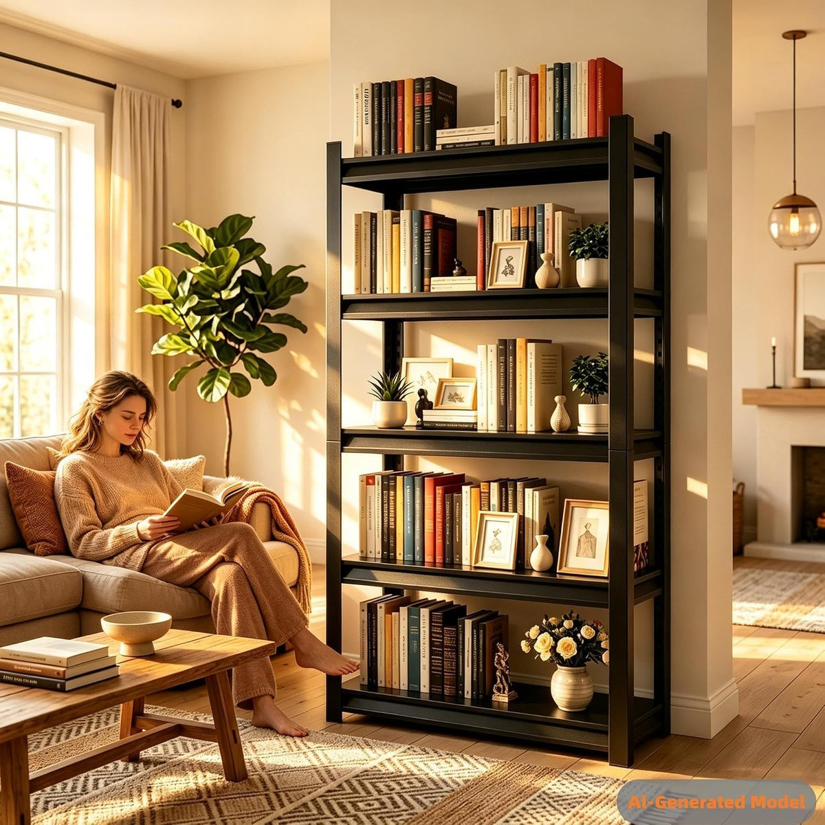 5 Tier Heavy Duty Metal Bookshelf W480