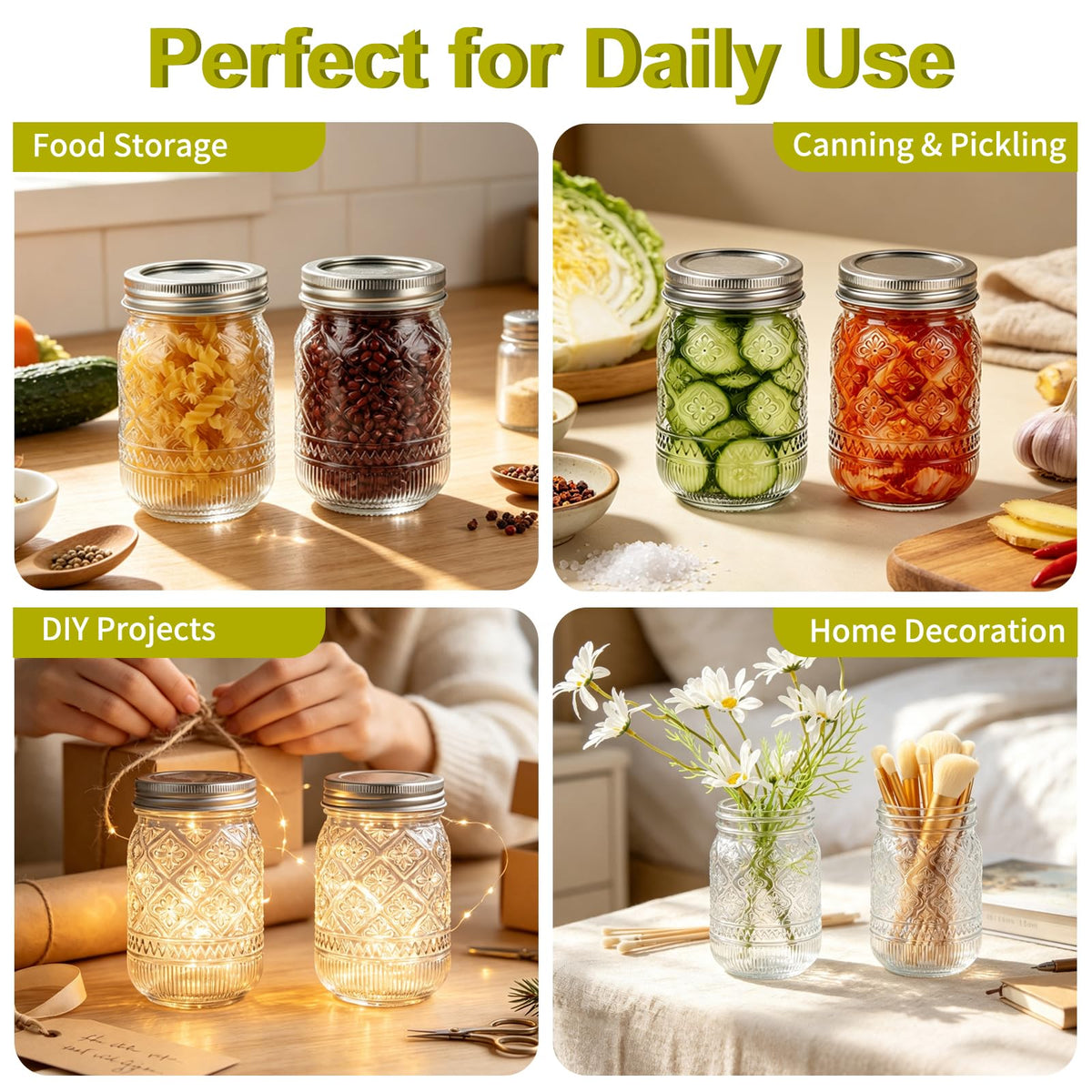 12 oz 20 Pack Mason Jars with Lids and Bands V6868