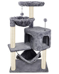 Grey Cat Tree with Cat Condo and Hammock I1857