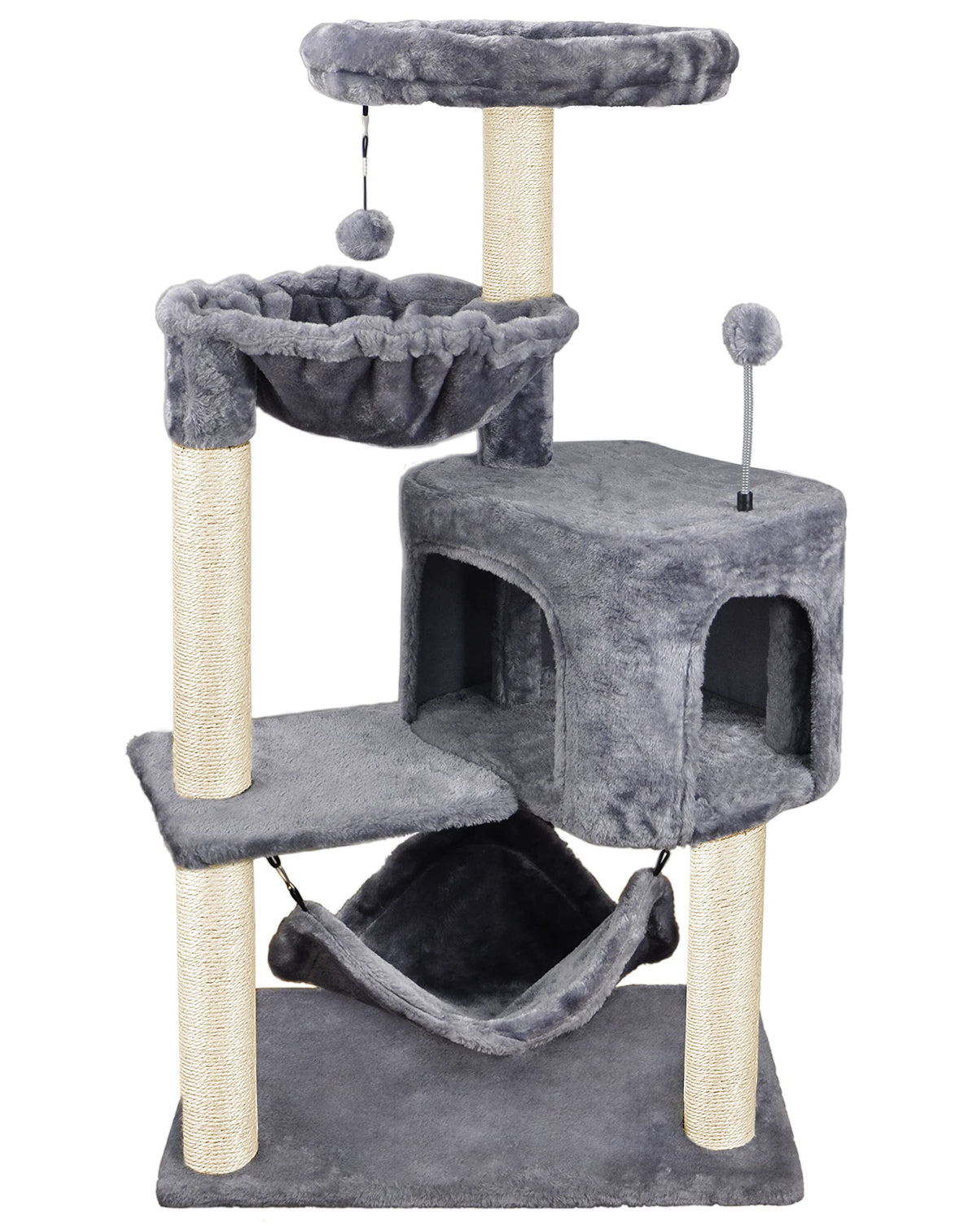 Grey Cat Tree with Cat Condo and Hammock I1857