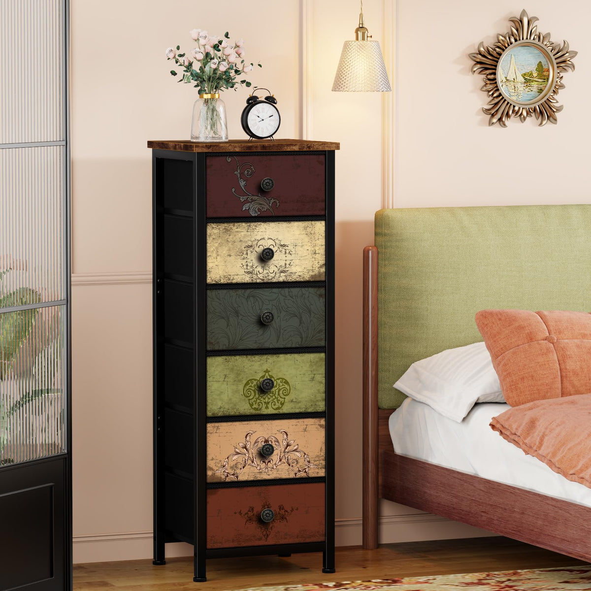 Tall 6 Drawer Fabric Dresser L298