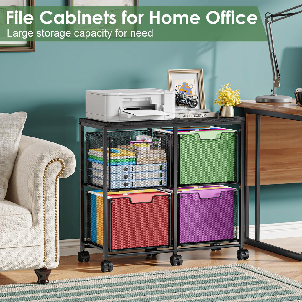 Black 4 Drawer Mobile File Cabinet P827968