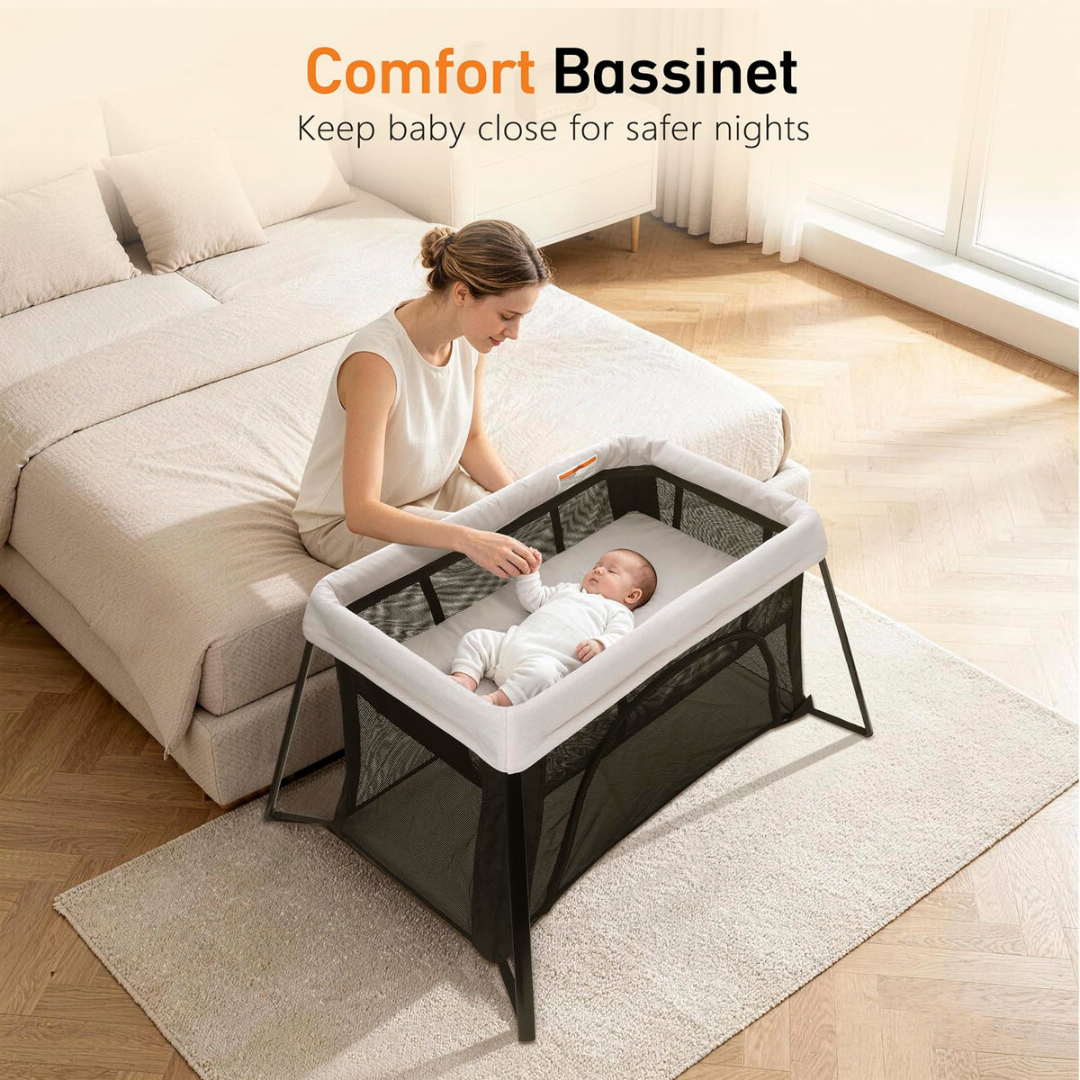 Beige Portable Travel Bassinet X713