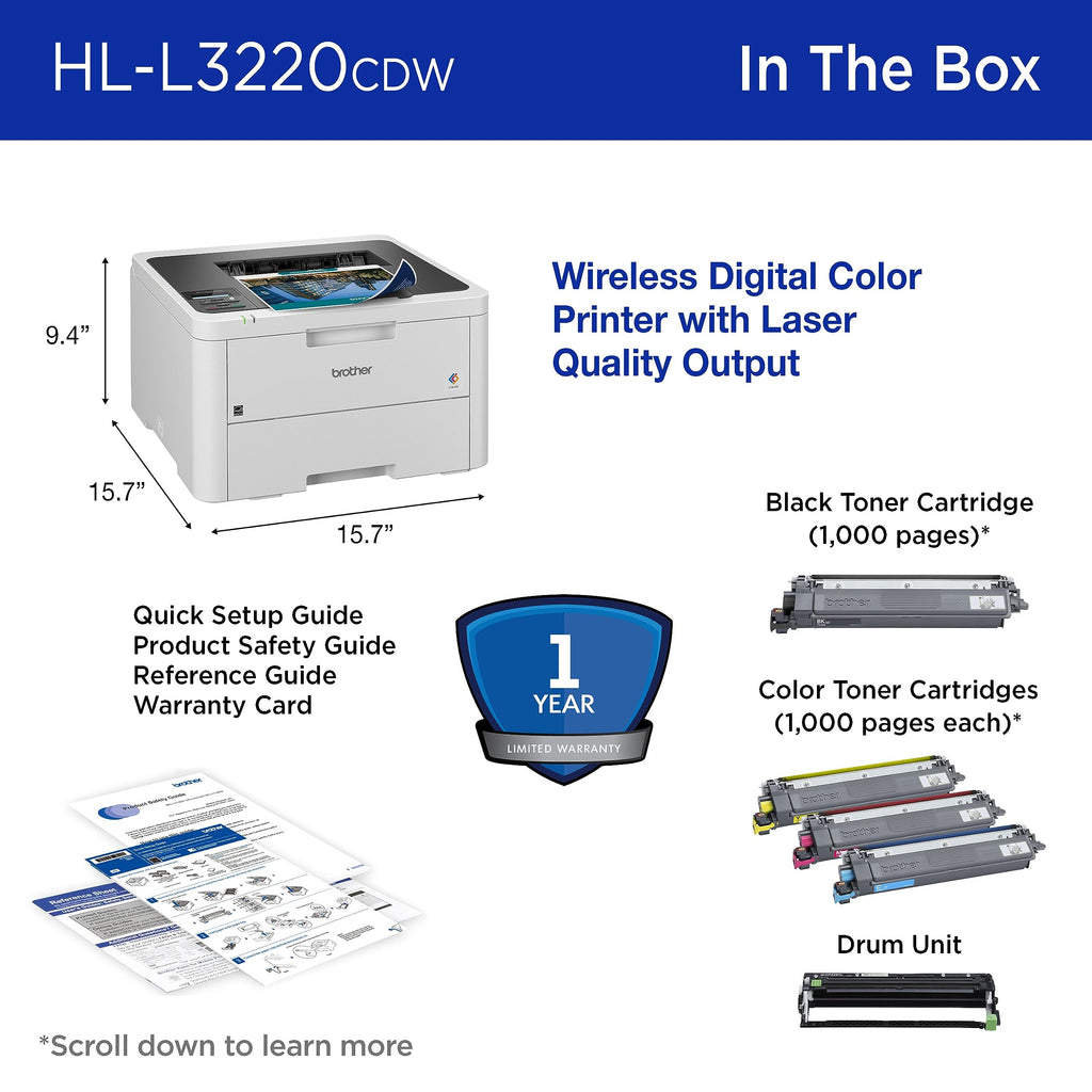 Color Laser Printer with Wireless Printing, Duplex, 250-Sheet Paper Tray V92898