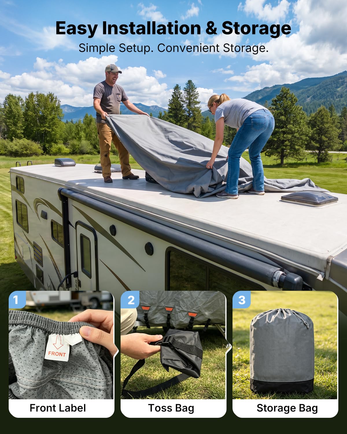 14-16FT Heavy Duty Rip-Stop RV Cover with Storage Bag S13660