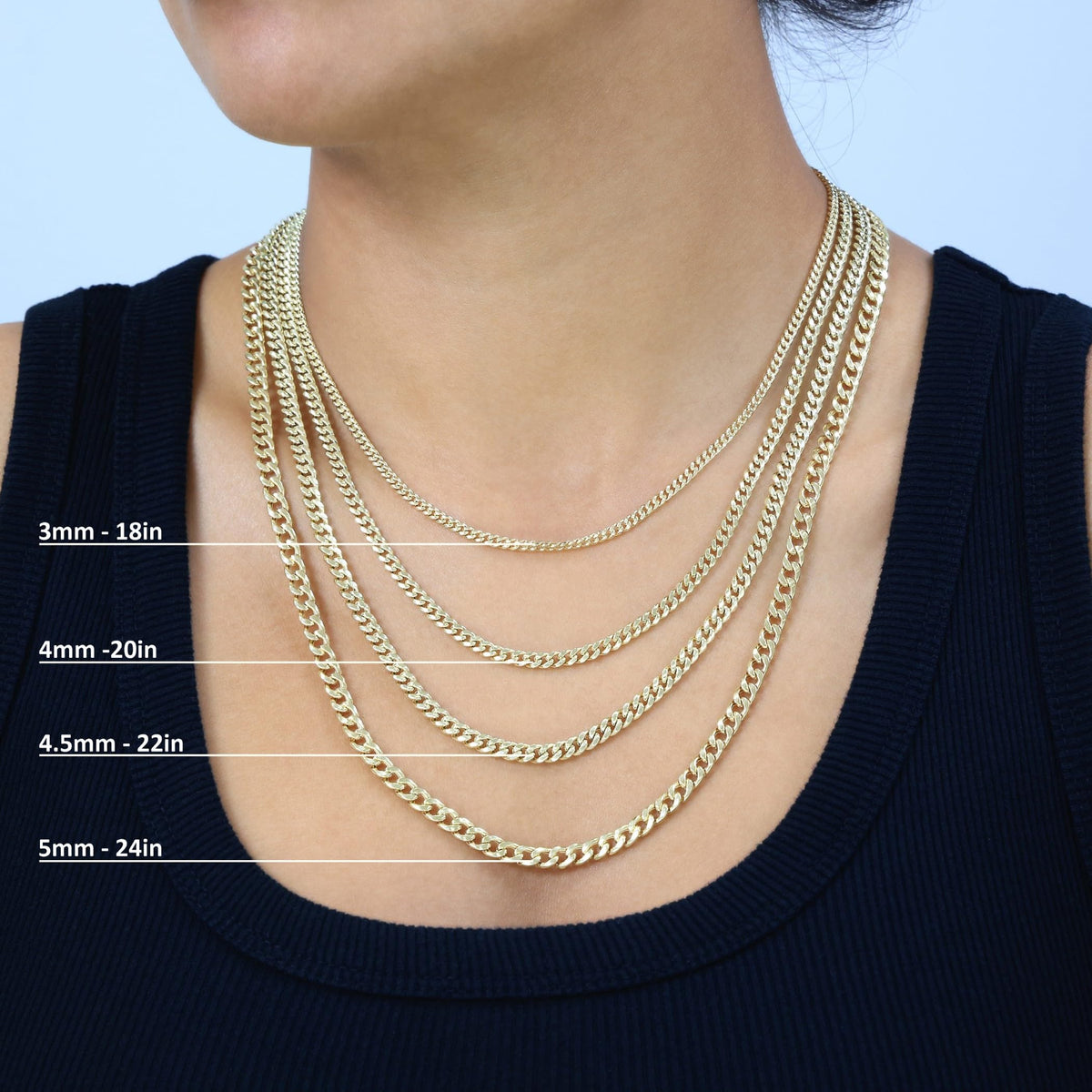 14K Yellow Gold Cuban Link Chain Necklace P748