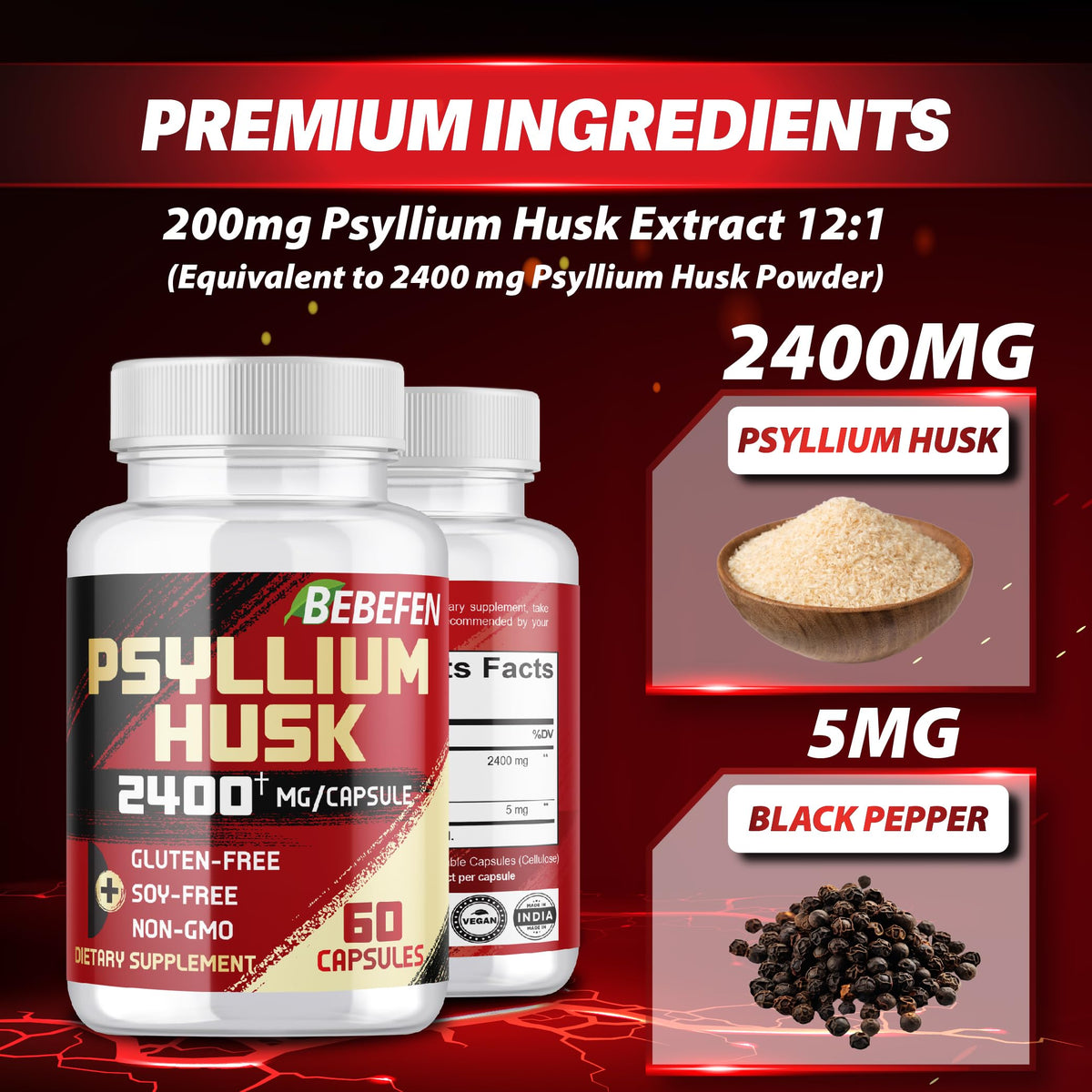 2400mg Psyllium Husk Capsules E545106