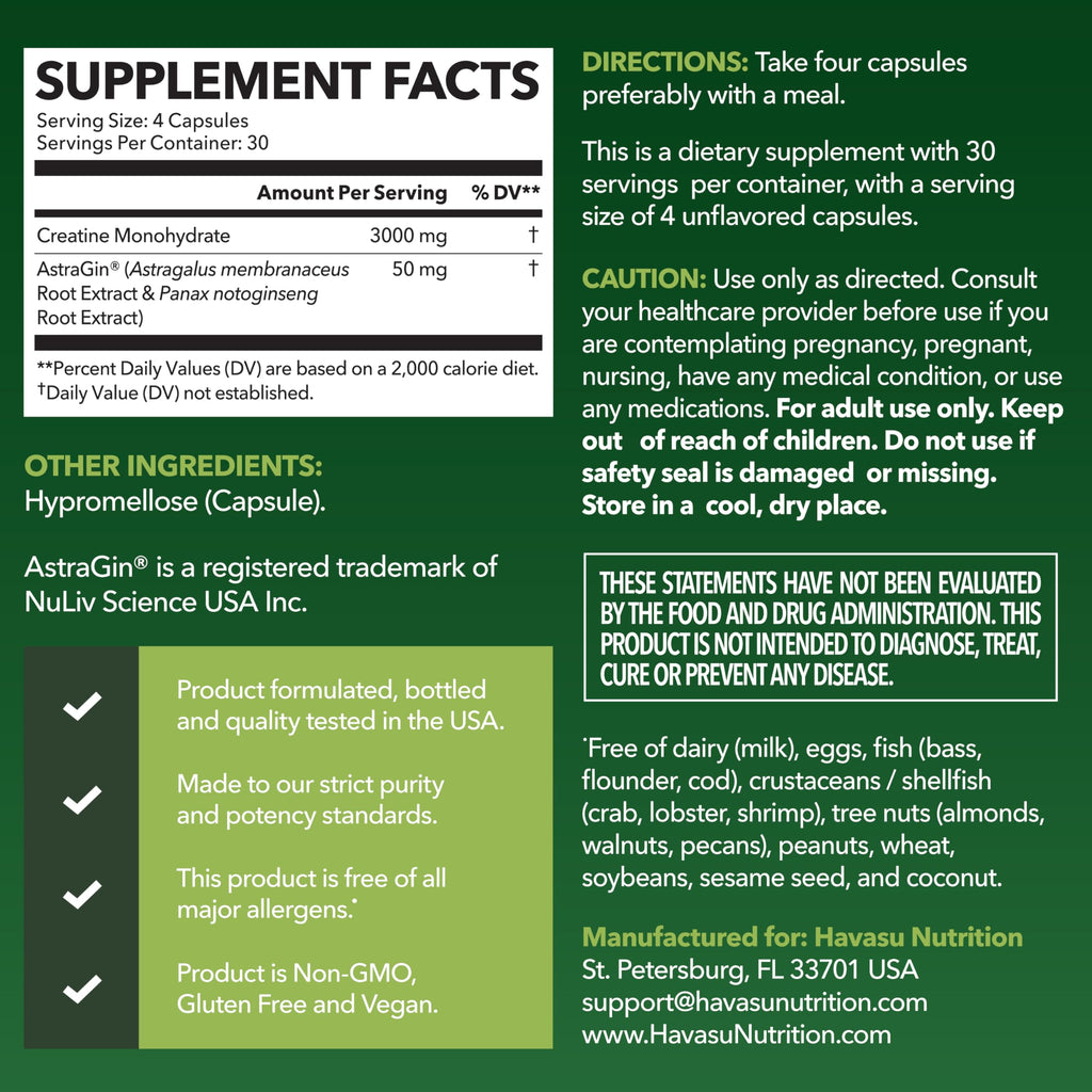 Creatine Monohydrate Capsules 3g Per Serving I76797