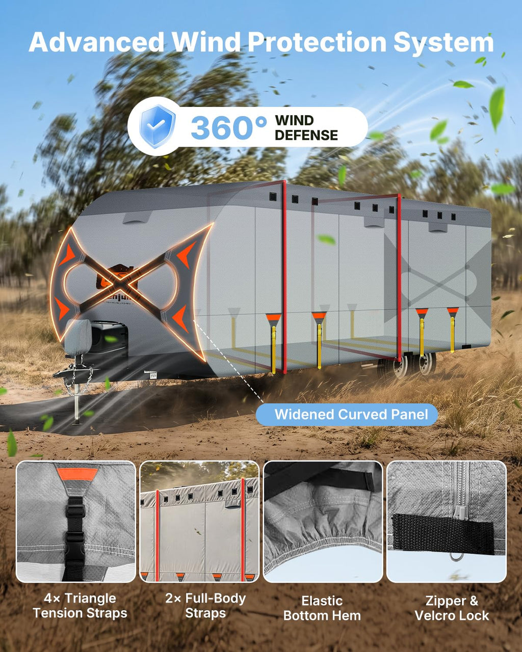 14-16FT Heavy Duty Rip-Stop RV Cover with Storage Bag S13660