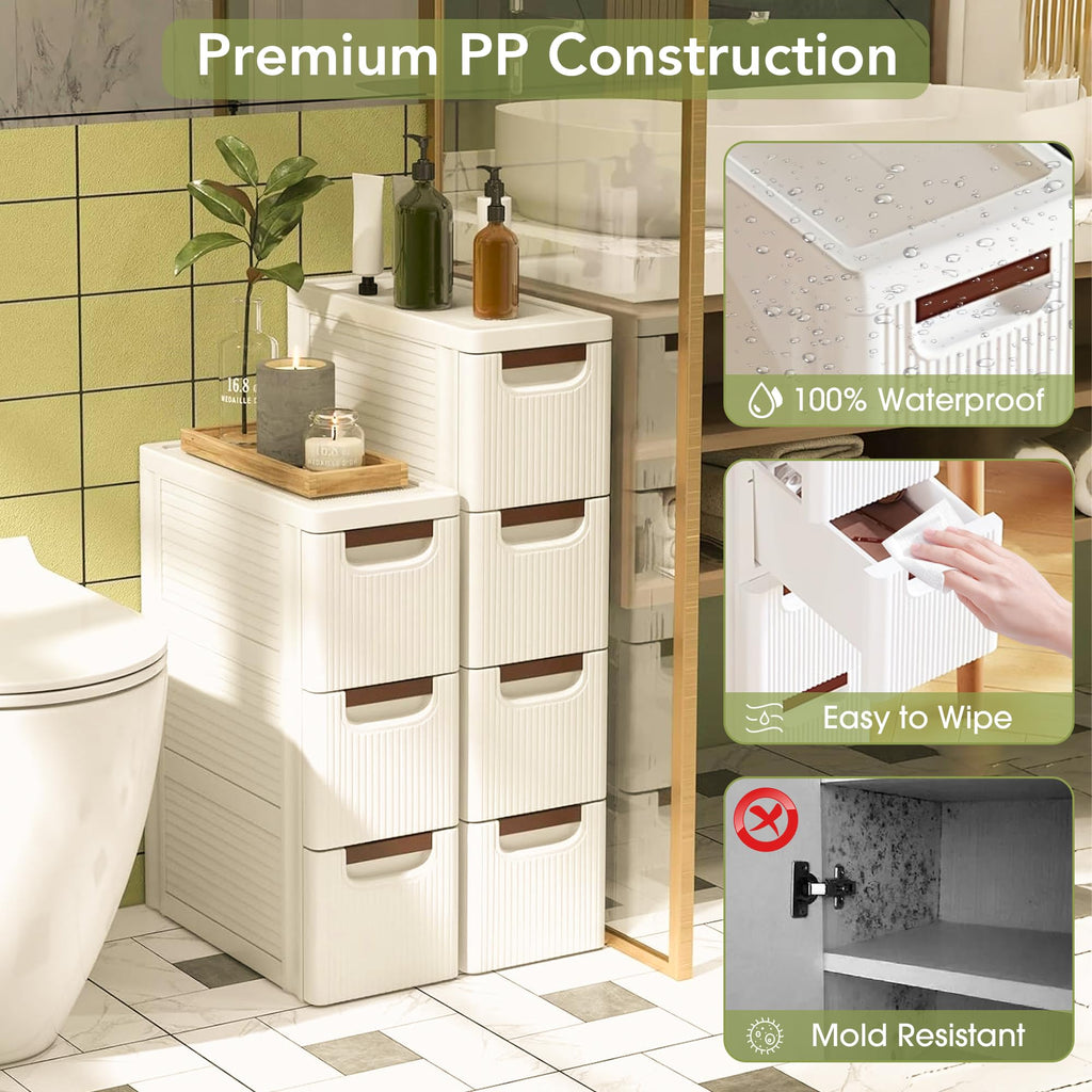 White 3 Drawers Narrow Plastic Bathroom Storage Cabinet F241