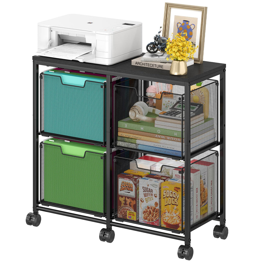 Black 4 Drawer Mobile File Cabinet P827968