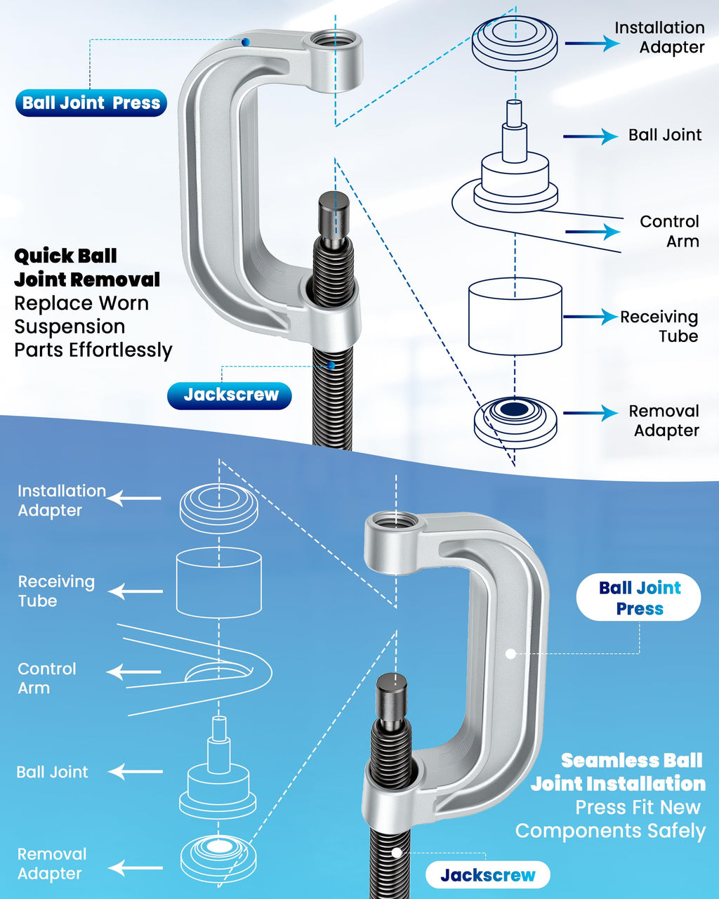 10pcs Ball Joint Press Kit U Joint Removal Tool C6184