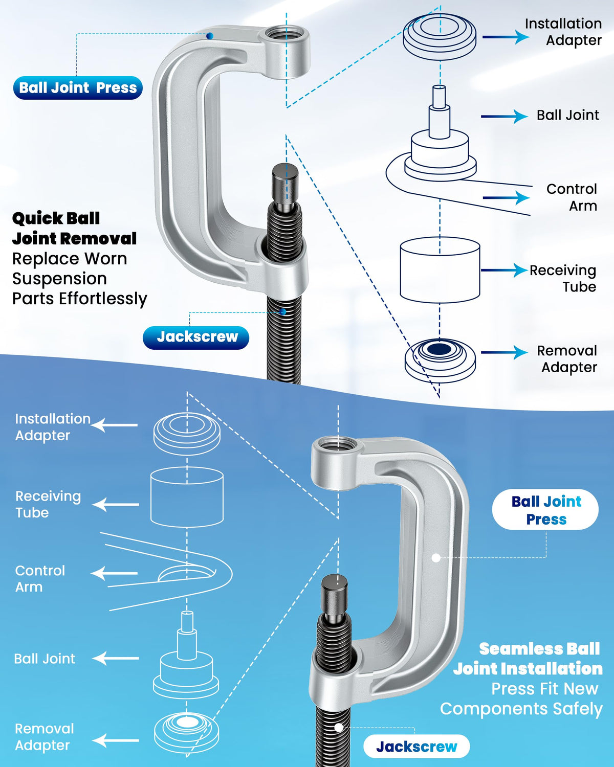 10pcs Ball Joint Press Kit U Joint Removal Tool C6184