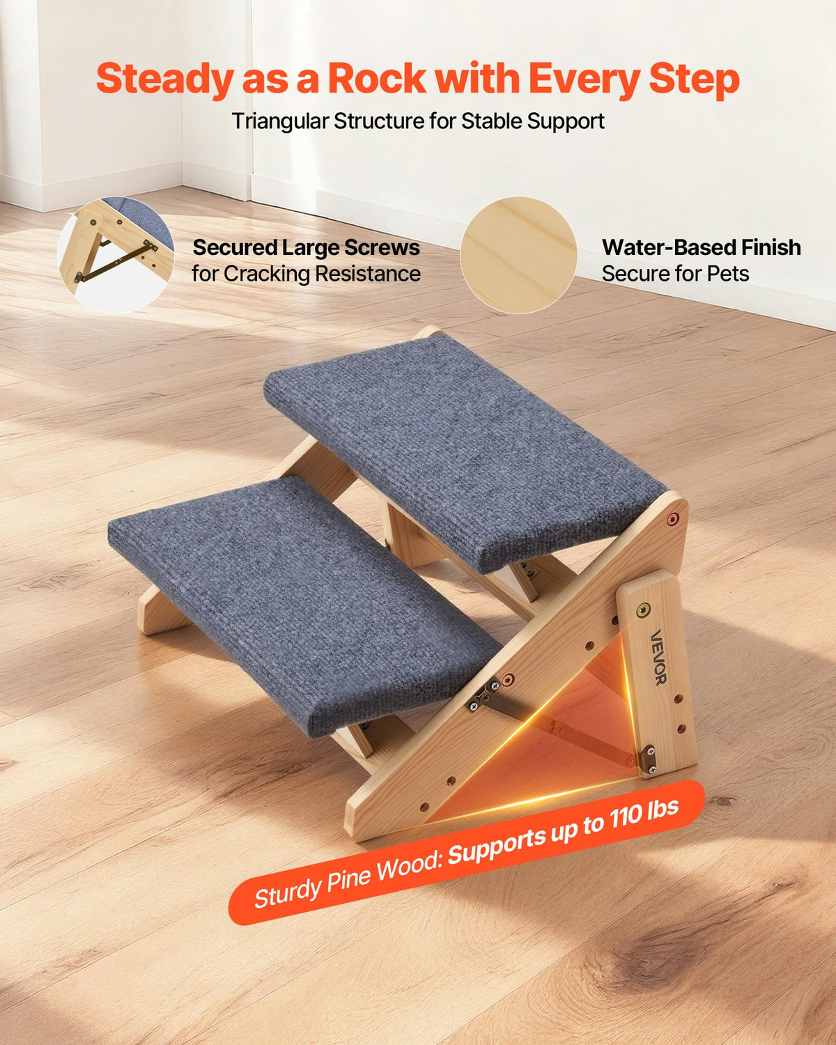 Wood 2-Step Pet Stairs R905065