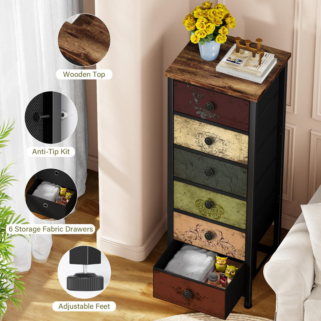 Tall 6 Drawer Fabric Dresser L298