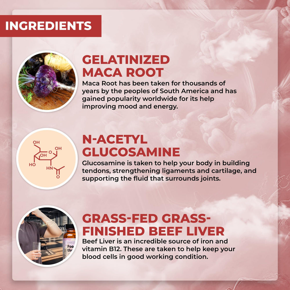 Grass Fed Beef Organ Supplement with Collagen, Maca Root, Colostrum, Bone Broth, 30 Servings J3754