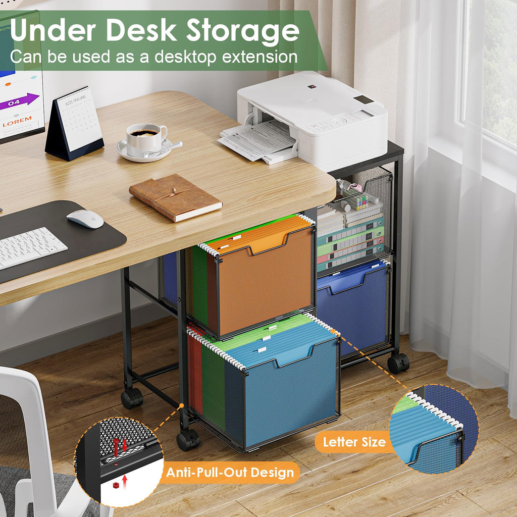 Black 4 Drawer Mobile File Cabinet P827968