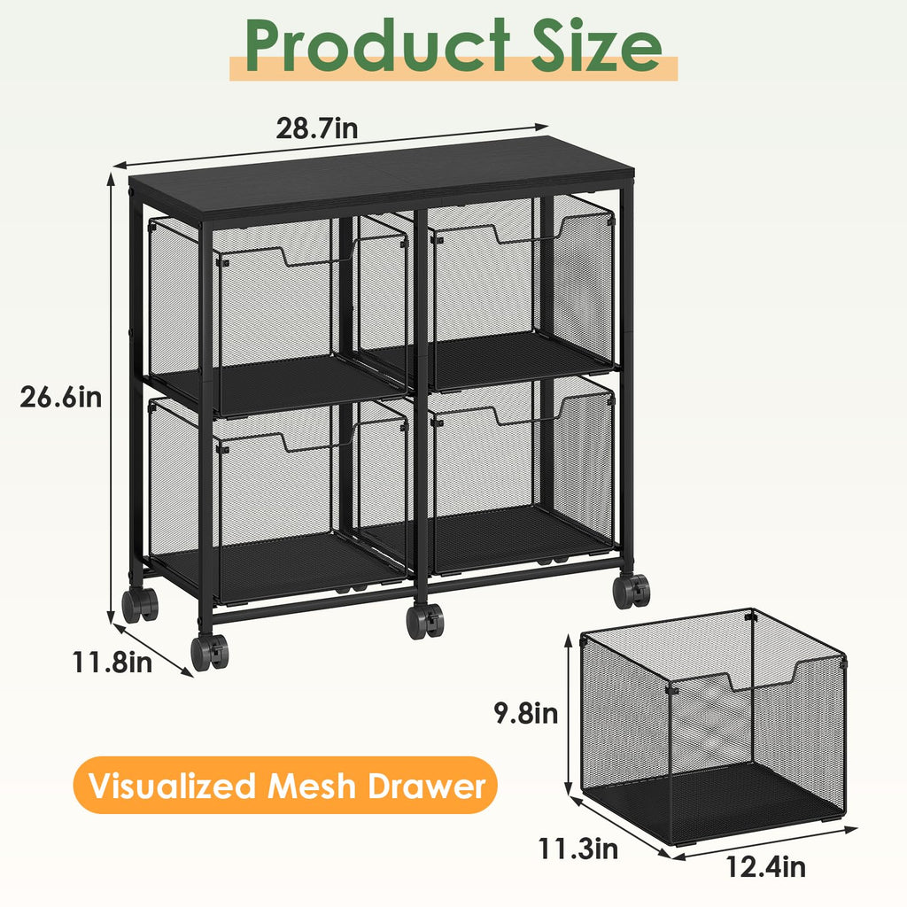 Black 4 Drawer Mobile File Cabinet P827968
