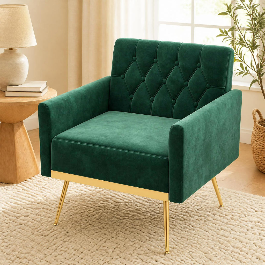 Velvet Accent Chair Set of 2 Emerald Green N5507