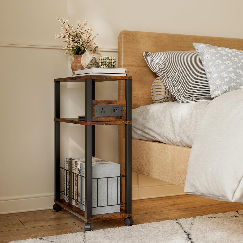 Rolling Side Table with Wheels M396