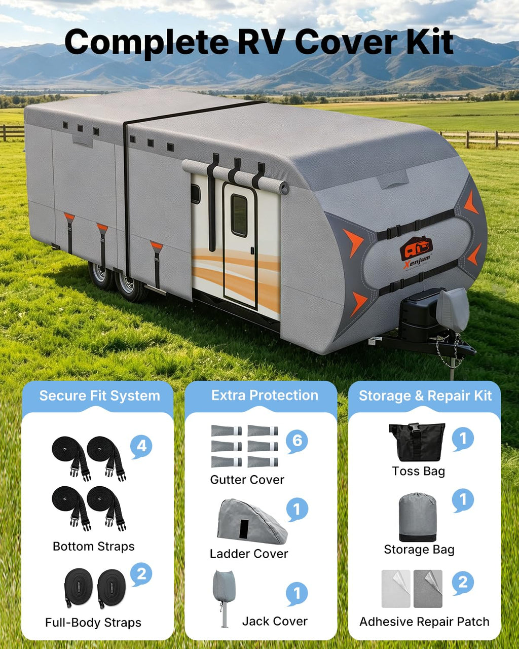14-16FT Heavy Duty Rip-Stop RV Cover with Storage Bag S13660