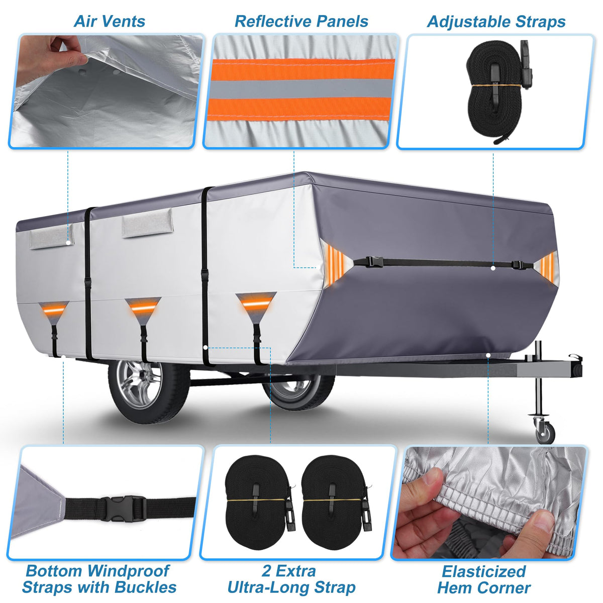 14ft-16ft Waterproof Oxford Pop-Up Camper Cover C81114