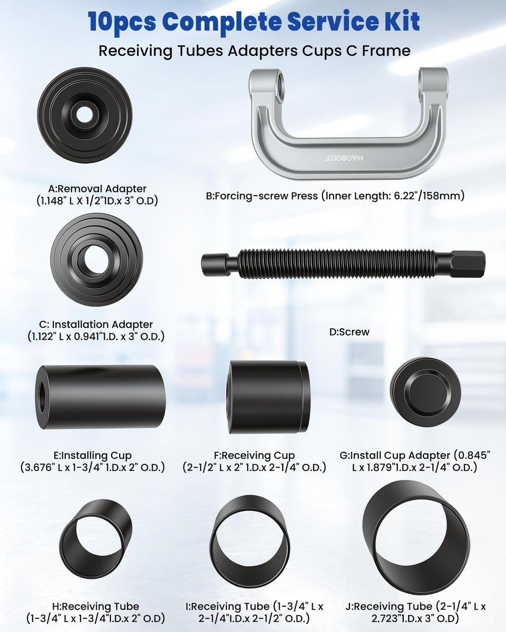10pcs Ball Joint Press Kit U Joint Removal Tool C6184