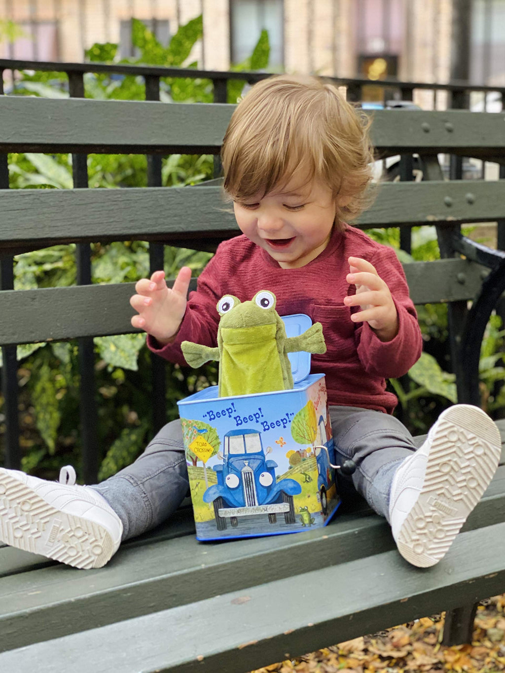 Blue Truck Jack-in-The-Box Plush Toy with Music R135540