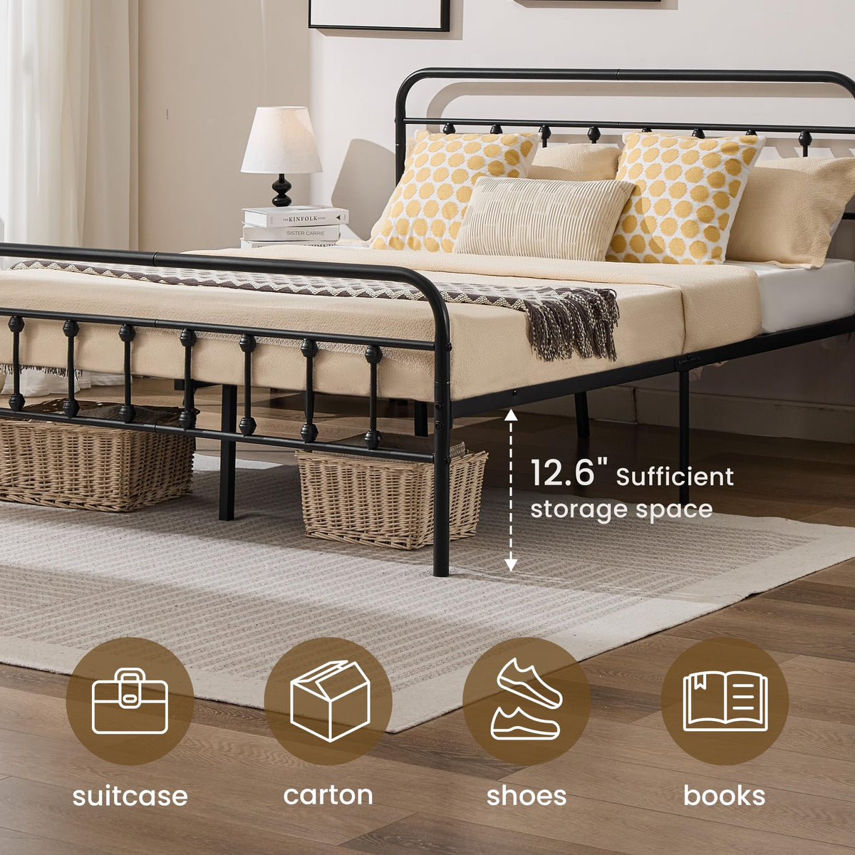Full Metal Platform Bed Frame with Headboard and Footboard E7550