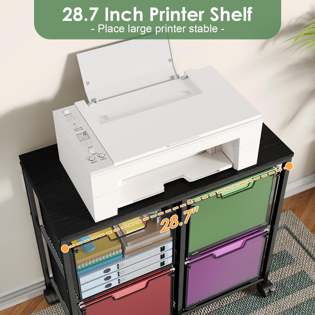 Black 4 Drawer Mobile File Cabinet P827968