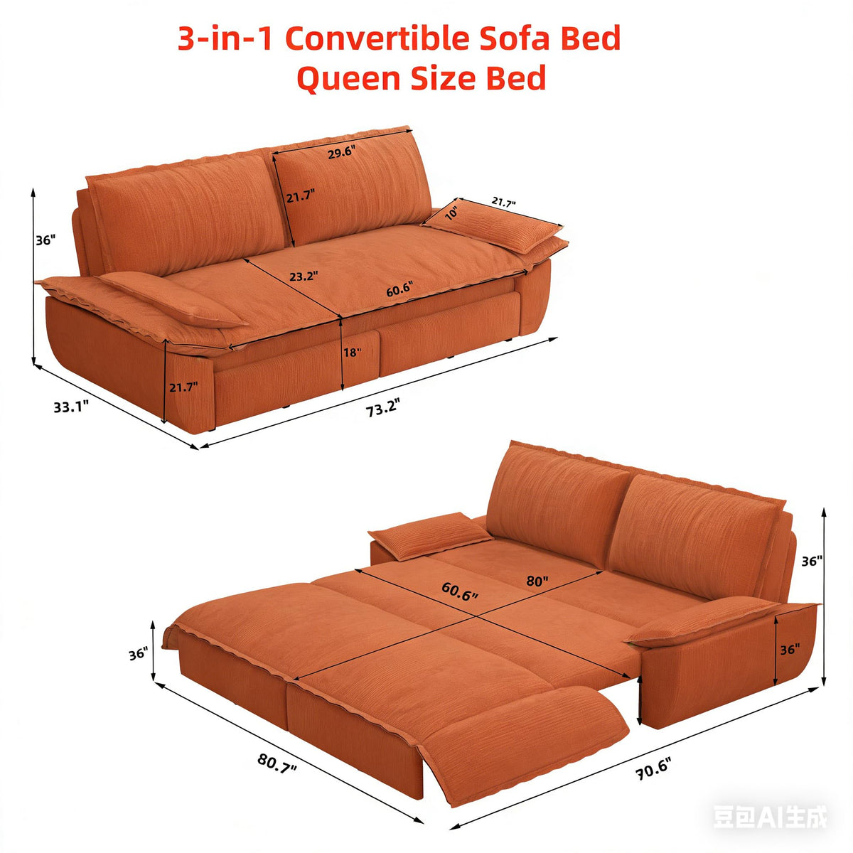 Orange Velvet Two Seater Sofa E924746